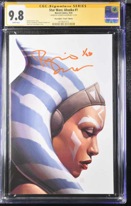 CGC Signature Series 9.8 - Star Wars Ahsoka #1 JTC EXCLUSIVE VIRGIN VARIANT signed Rosario Dawson