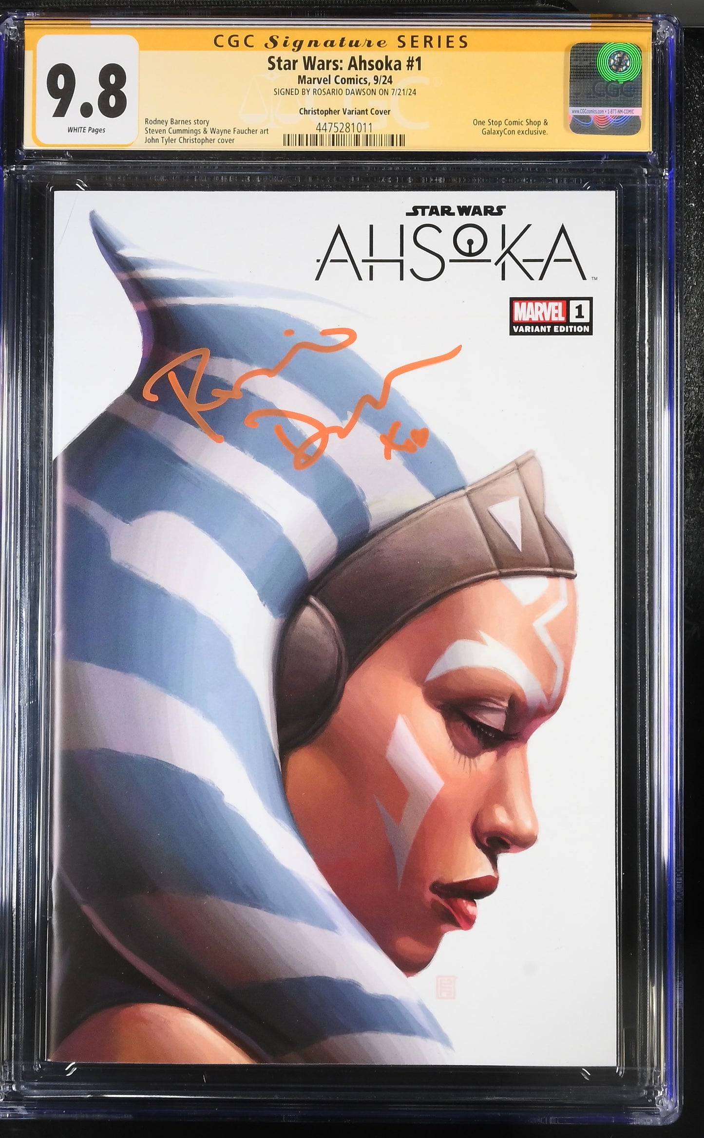 CGC Signature Series 9.8 - Star Wars Ahsoka #1 JTC EXCLUSIVE VARIANT signed Rosario Dawson