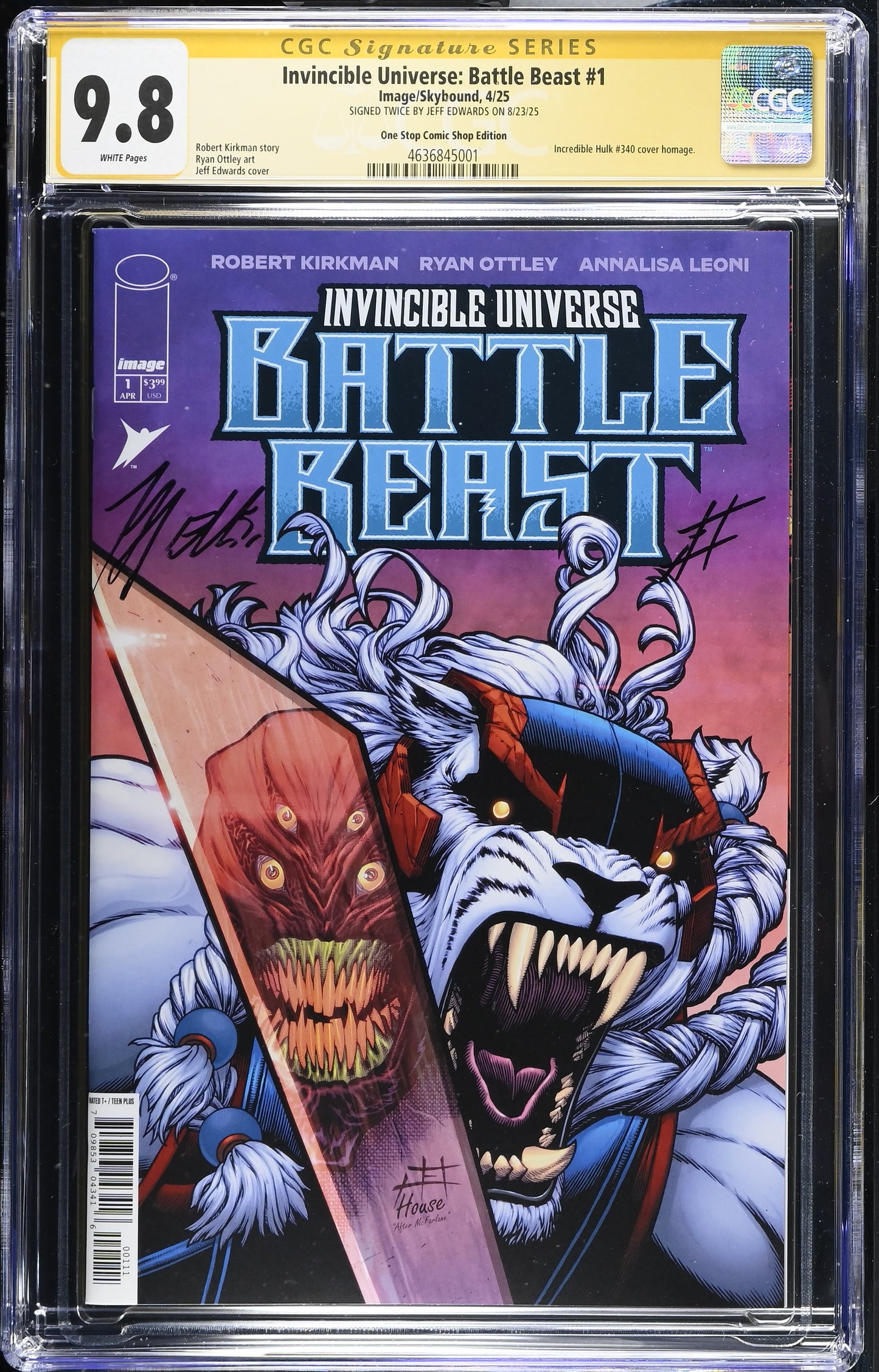 CGC Signature Series 9.8 - Invincible Universe: Battle Beast #1 signed by Jeff Edwards
